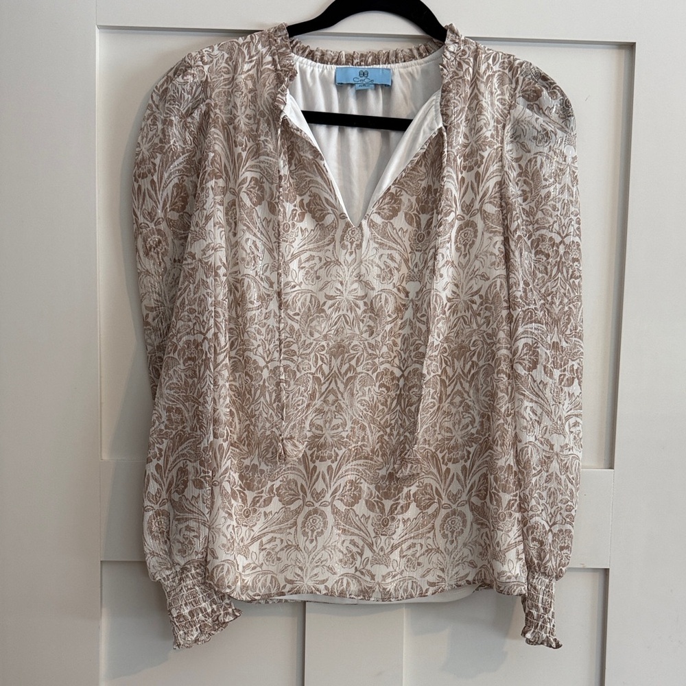 Cece Gold Thread Floral Print Women's Top